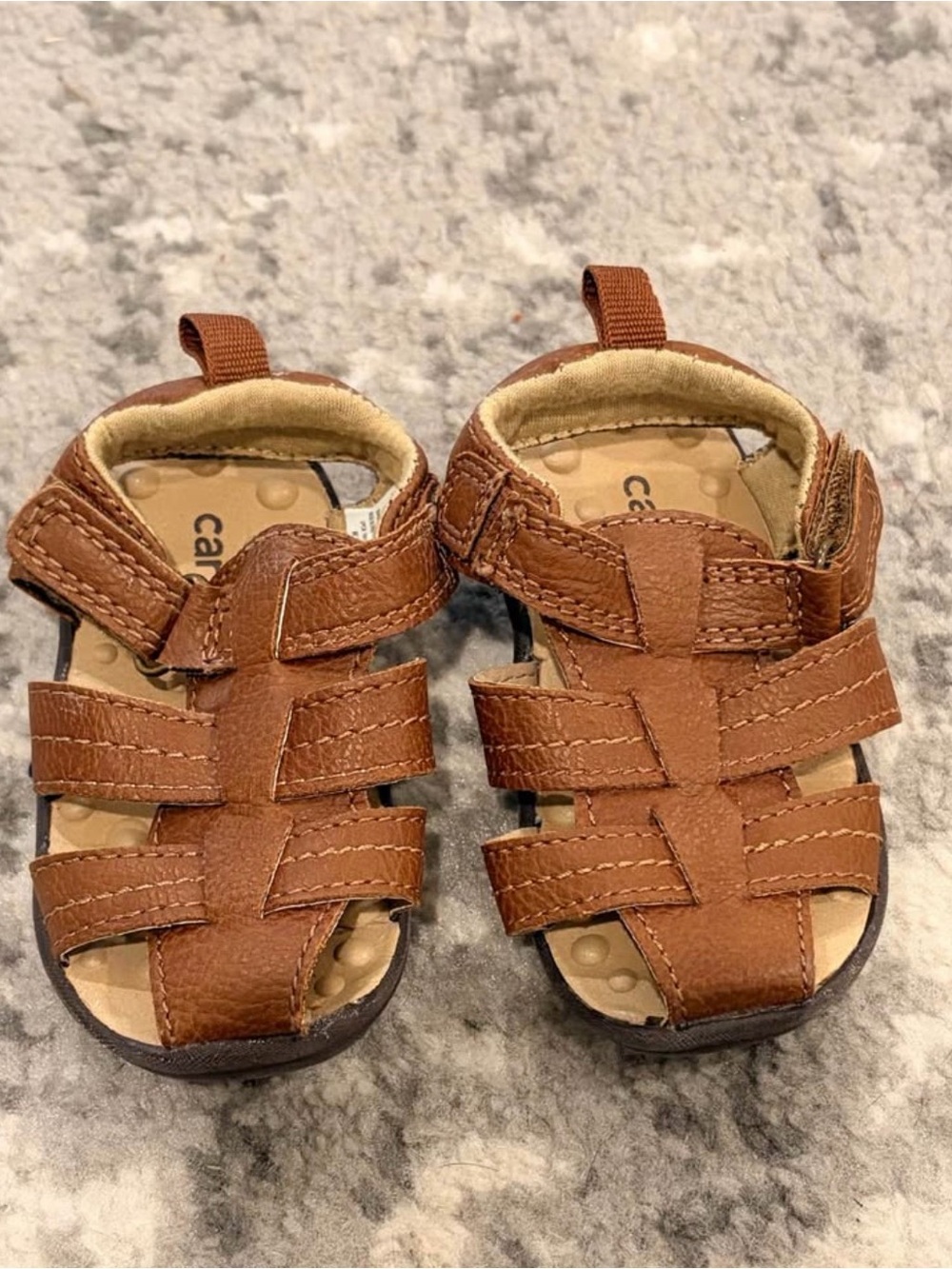 Carter's Brown Strappy Faux-Leather baby boy Sandals size 2
